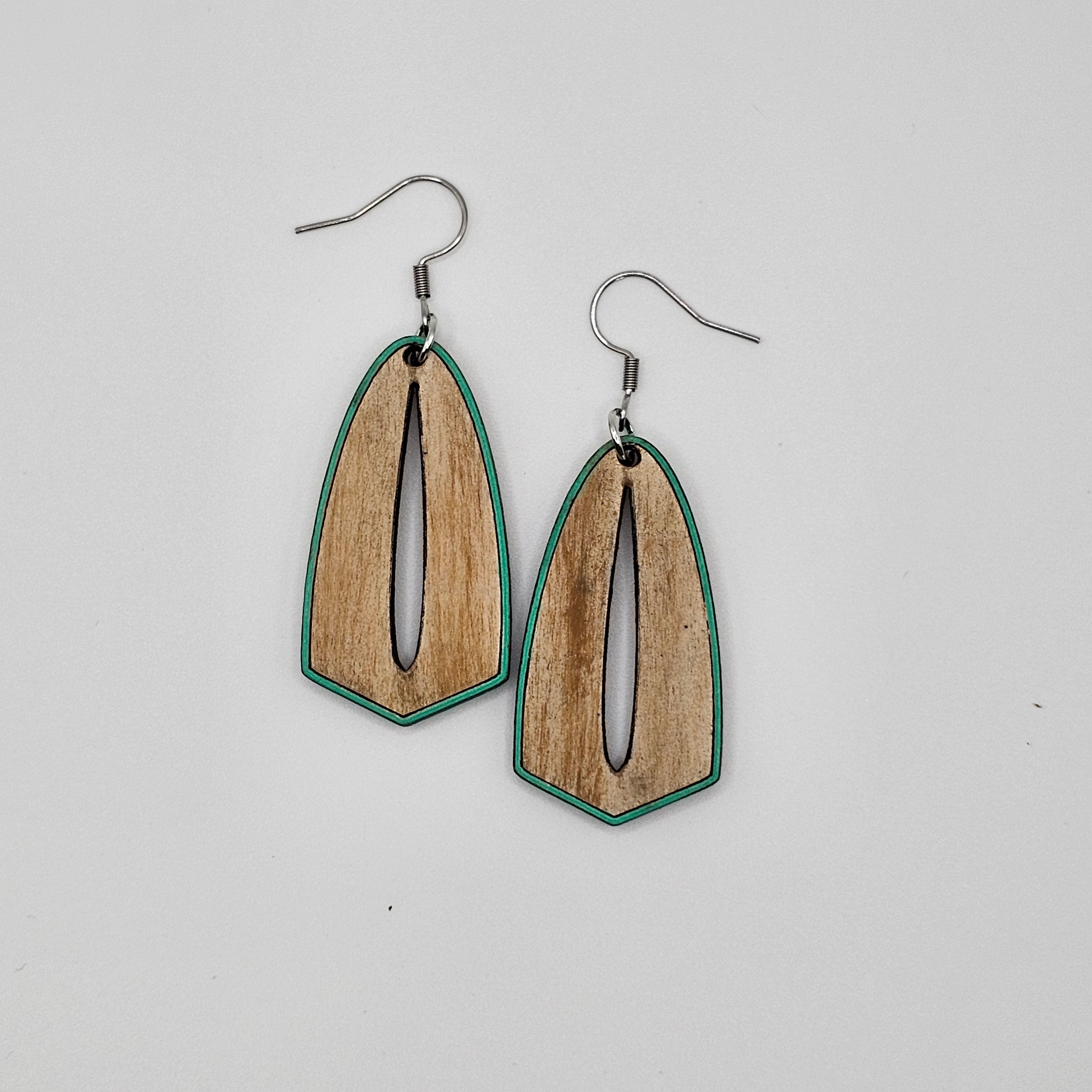 Geometric Cutout Dangle Earrings | Hand-Painted Edge | Surgical Steel - DEHPP13