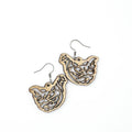 Rustic Hen Dangle Earrings | Laser Engraved | Surgical Steel - DEHPP14