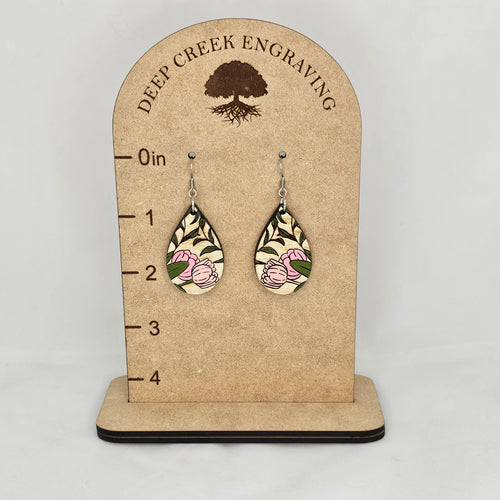 Blush Tulip Teardrop Dangle Earrings | Hand-Painted | Surgical Steel - DEHPP16