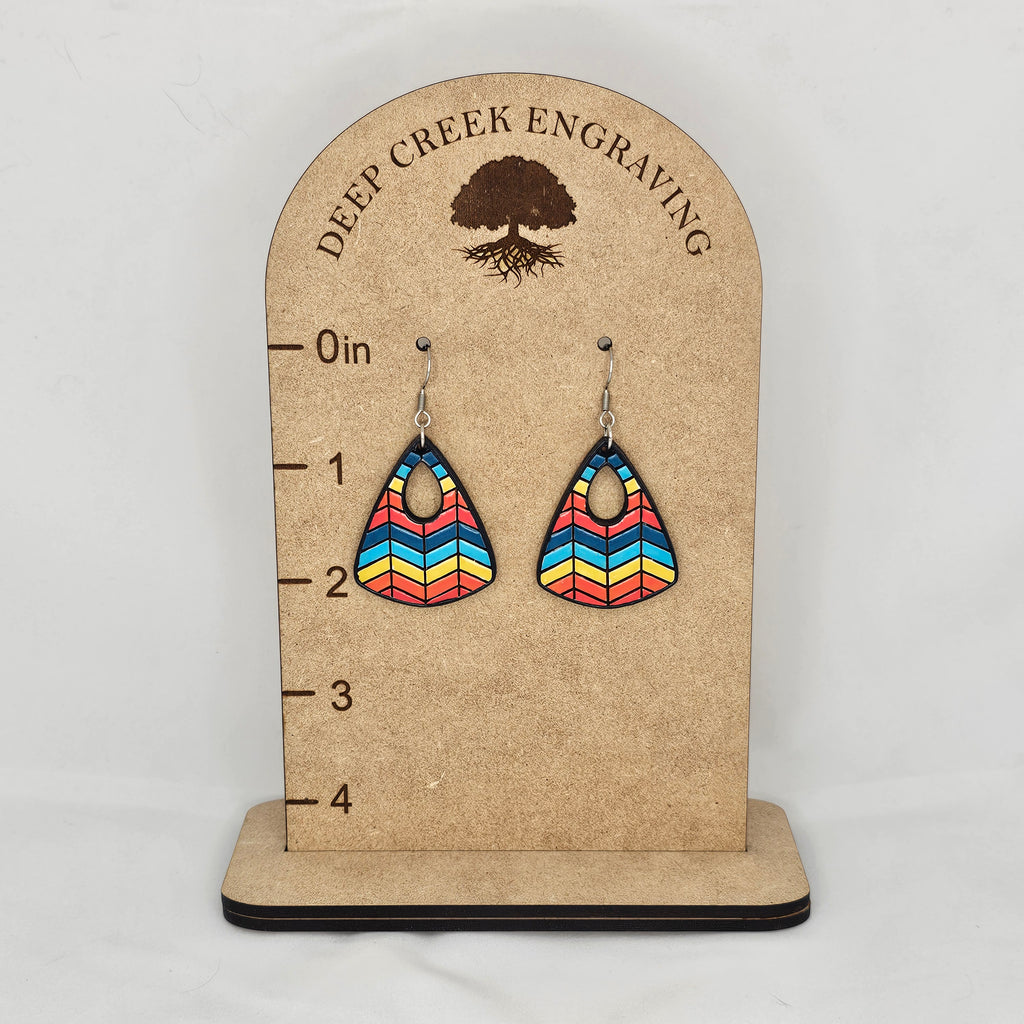 Fiesta Stripe Triangle Dangle Earrings | Hand-Painted | Surgical Steel - DEHPP18-M