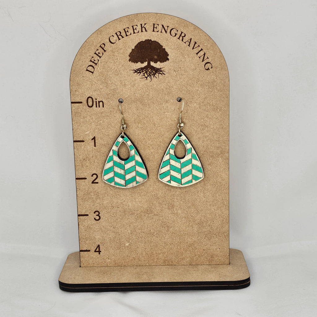 Seafoam Trail Triangle Dangle Earrings | Hand-Painted | Surgical Steel - DEHPP18-MG
