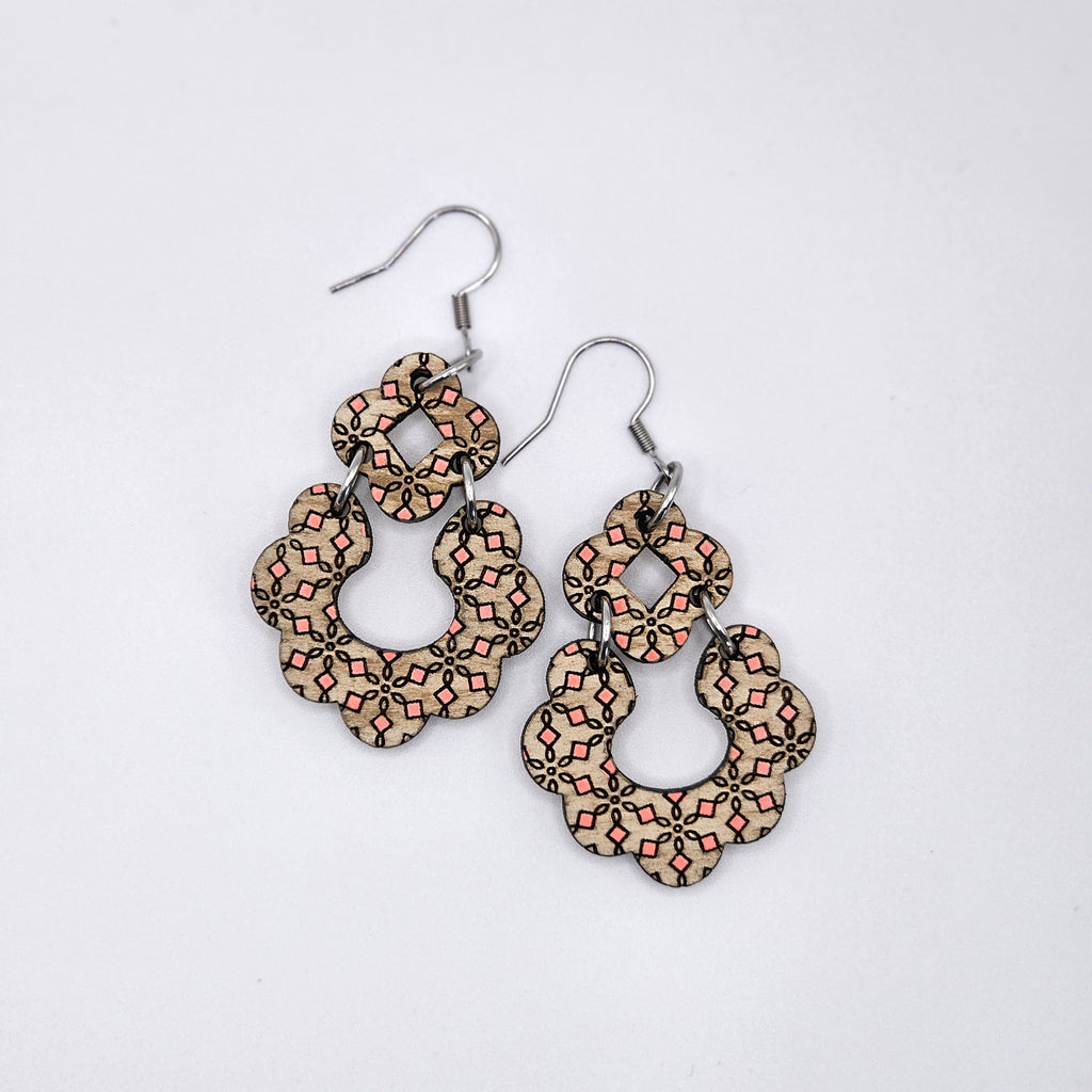 Blush Blossom Chandelier Earrings | Hand-Painted | Surgical Steel - DEHPP1-P