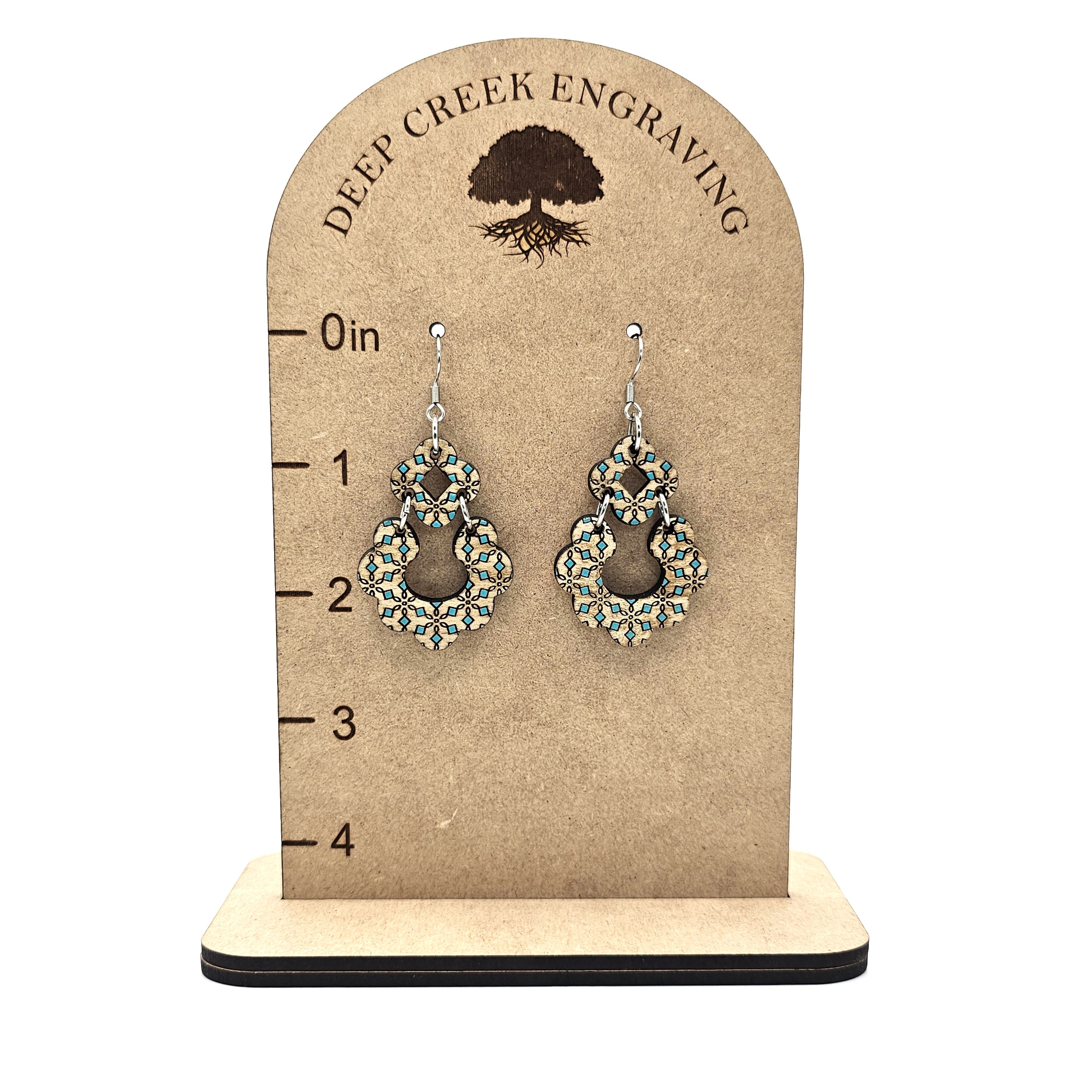 Turquoise Blossom Chandelier Earrings | Hand-Painted | Surgical Steel - DEHPP1-T
