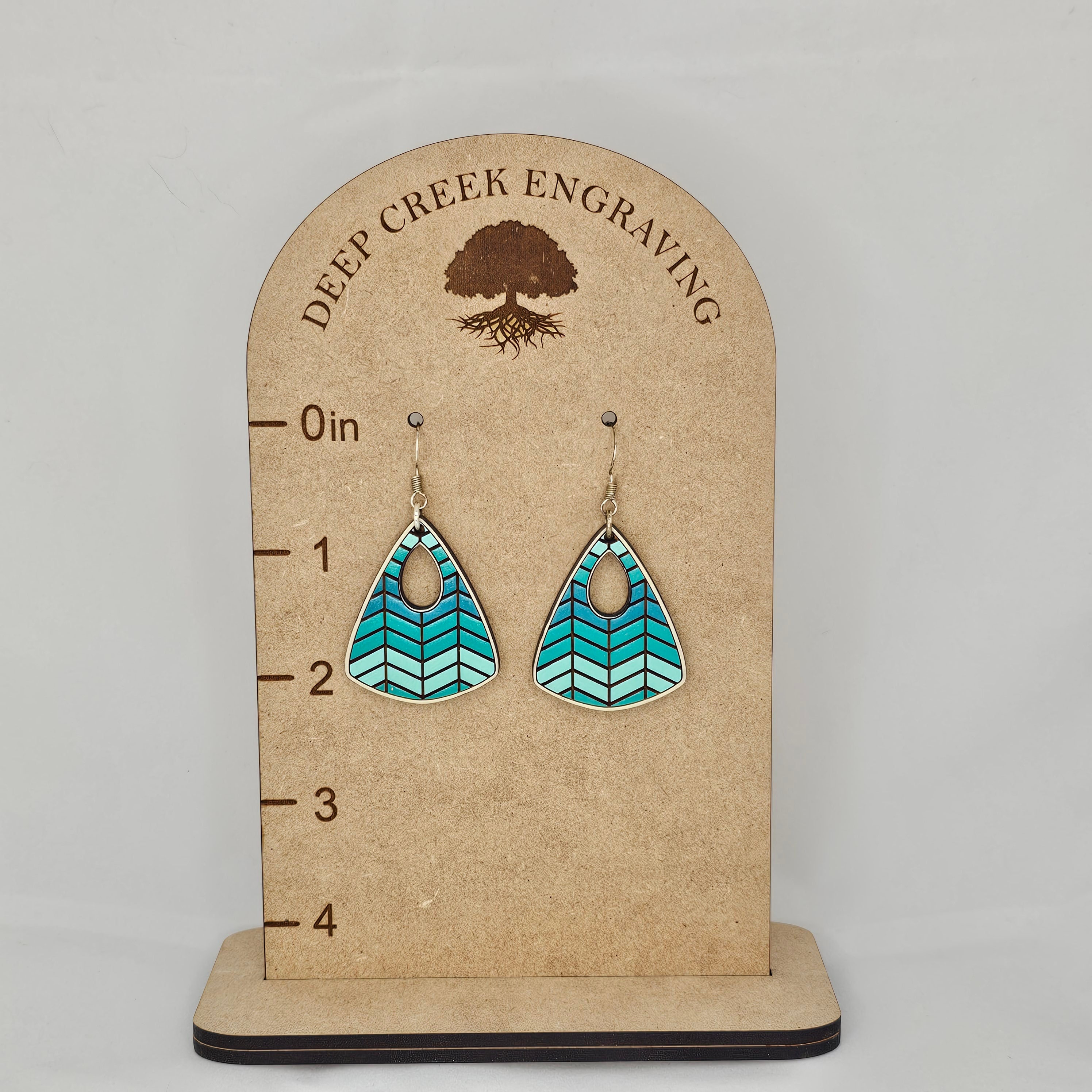 Turquoise Tide Triangle Dangle Earrings | Hand-Painted | Surgical Steel - DEHPP18-TO
