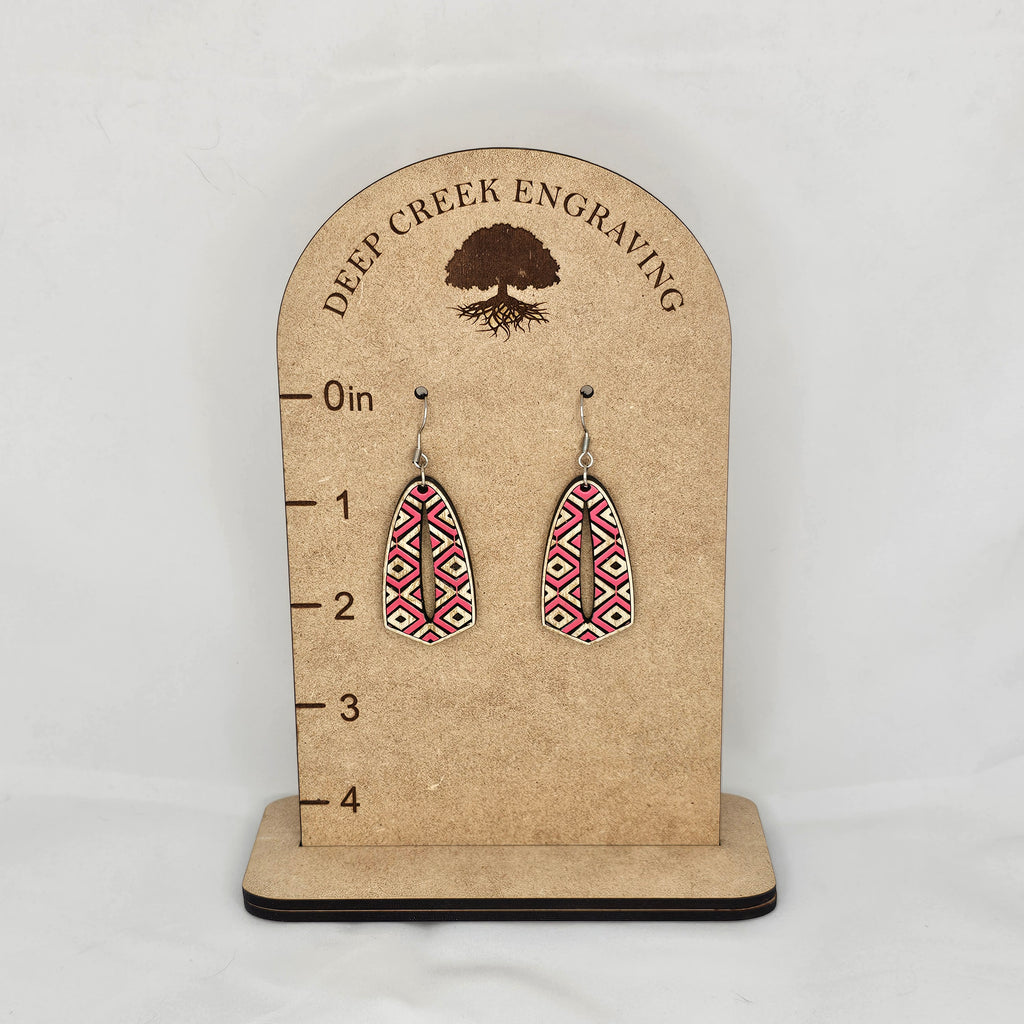 Pink Prism Cutout Drop Earrings | Hand-Painted | Surgical Steel - DEHPP2-LRT