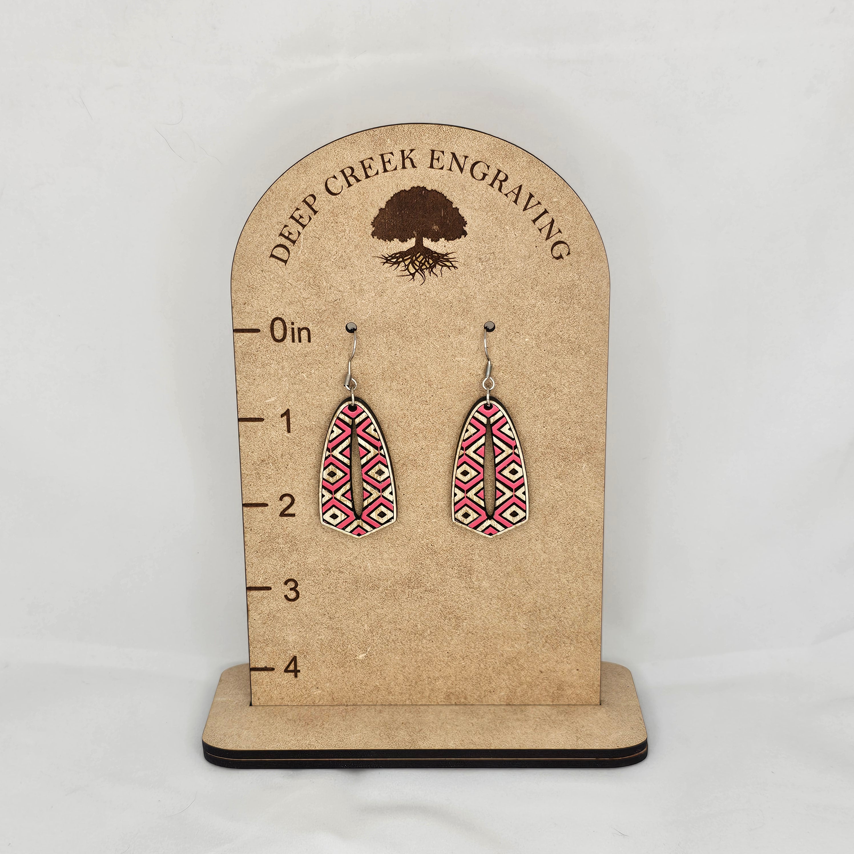 Pink Prism Cutout Drop Earrings | Hand-Painted | Surgical Steel - DEHPP2-LRT