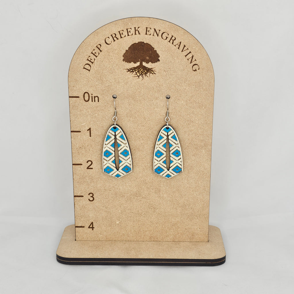 Turquoise Tribal Cutout Drop Earrings | Hand-Painted | Surgical Steel - DEHPP2-ST