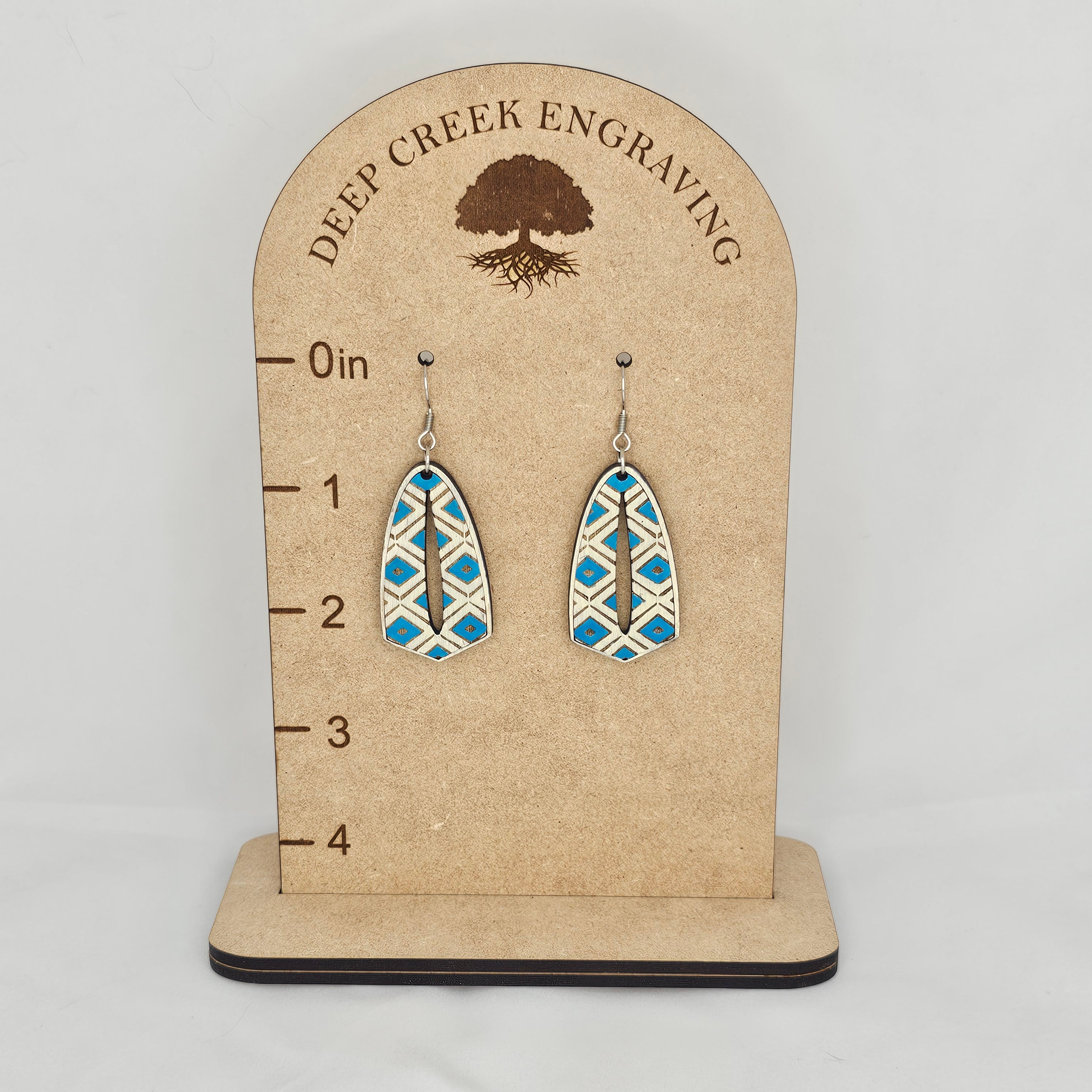Turquoise Tribal Cutout Drop Earrings | Hand-Painted | Surgical Steel - DEHPP2-ST