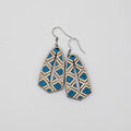 Turquoise Tribal Cutout Drop Earrings | Hand-Painted | Surgical Steel - DEHPP2-ST