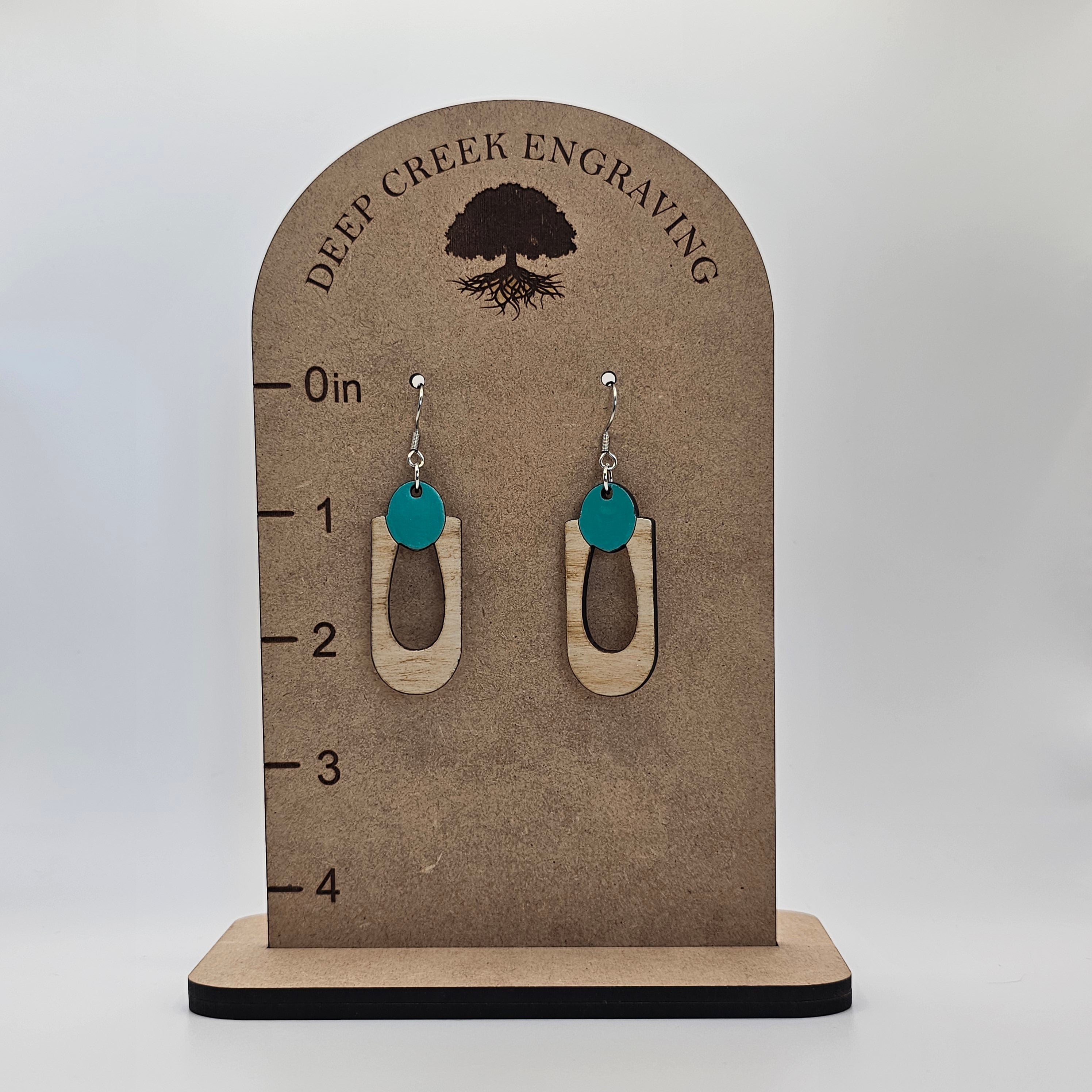 Modern Turquoise Arch Dangle Earrings | Hand-Painted | Surgical Steel - DEHPP20