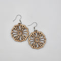 Daisy Rosette Cutout Circle Dangle Earrings | Laser Engraved | Surgical Steel - DEHPP21