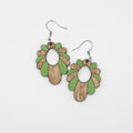 Squash Blossom Dangle Earrings | Sage Green | Laser Engraved Wood | Surgical Steel - DEHPP29