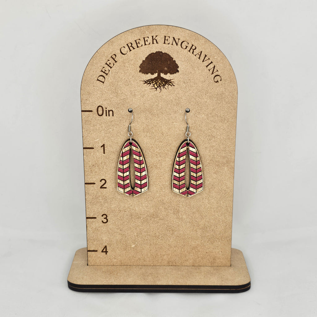 Rosewood Chevron Cutout Drop Earrings | Hand-Painted | Surgical Steel - DEHPP3-CT