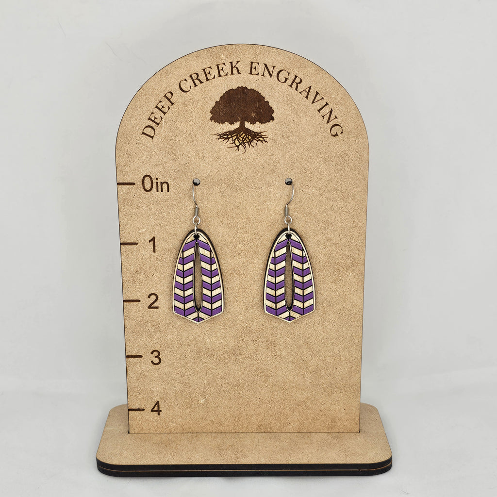 Lavender Lane Chevron Cutout Drop Earrings | Hand-Painted | Surgical Steel - DEHPP3-GT