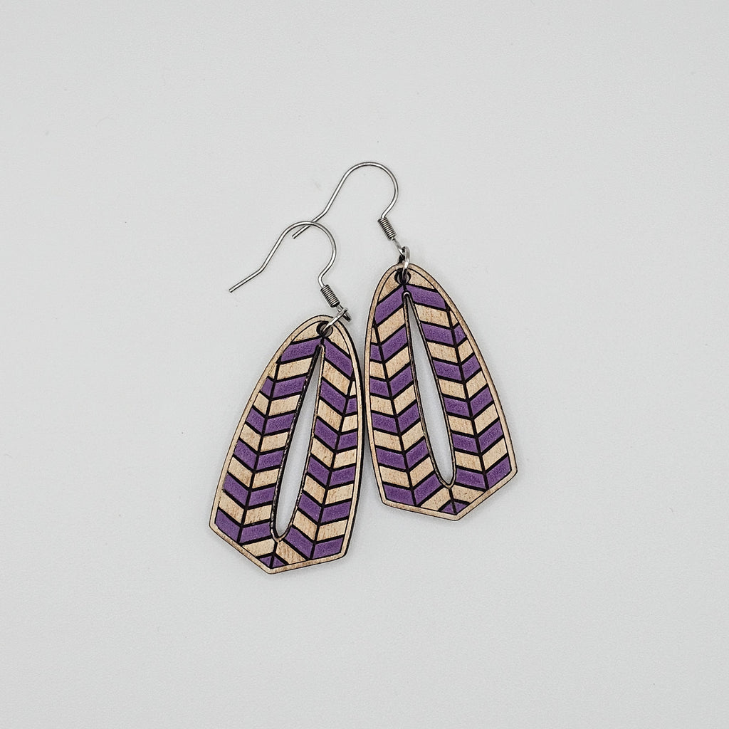 Lavender Lane Chevron Cutout Drop Earrings | Hand-Painted | Surgical Steel - DEHPP3-GT