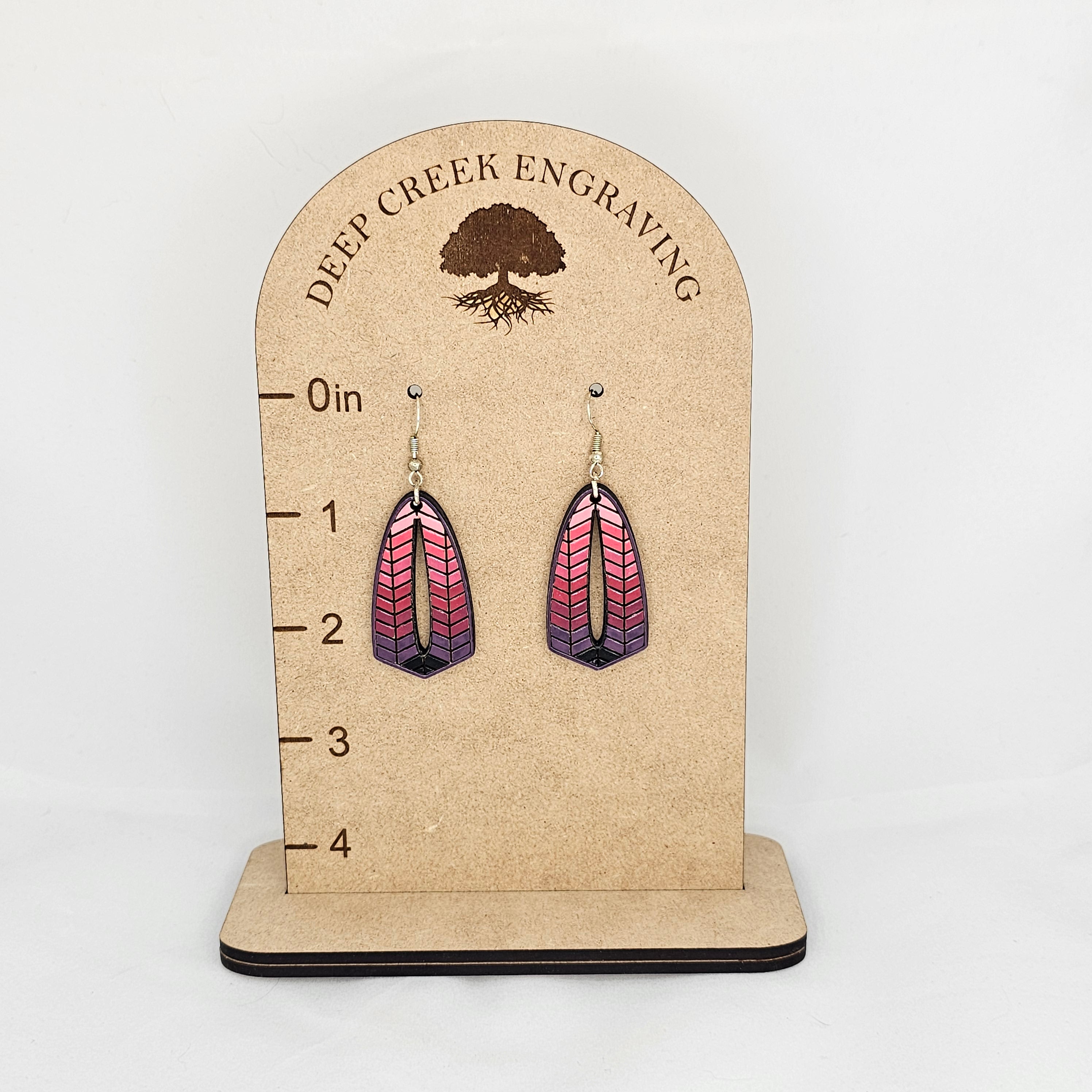 Sunset Feather Fade Cutout Drop Earrings | Hand-Painted | Surgical Steel - DEHPP3-RO