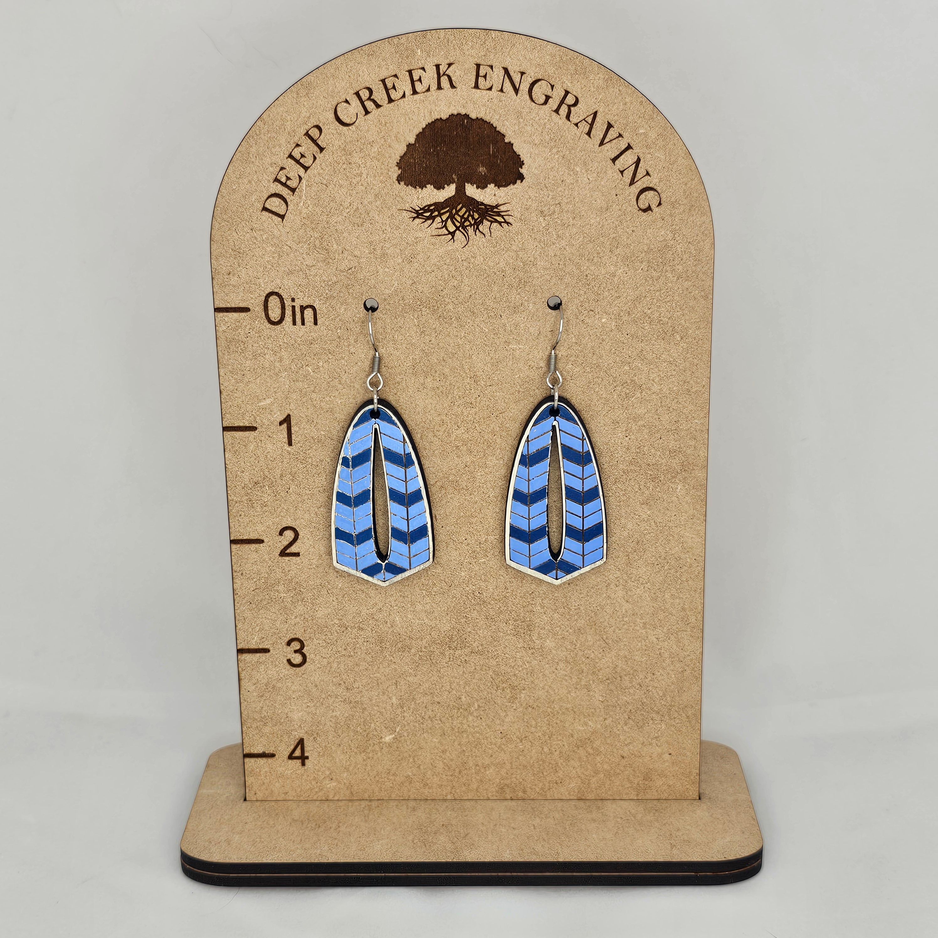 Blue Horizon Chevron Cutout Drop Earrings | Hand-Painted | Surgical Steel - DEHPP3-ZE