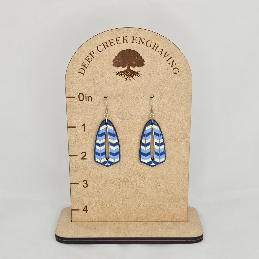 Cobalt Chevron Cutout Drop Earrings | Hand-Painted | Surgical Steel - DEHPP3-ZET