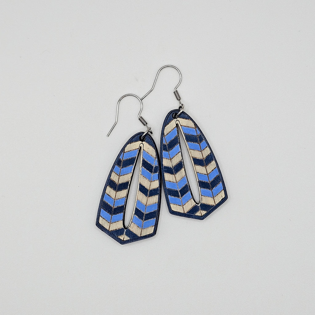 Cobalt Chevron Cutout Drop Earrings | Hand-Painted | Surgical Steel - DEHPP3-ZET
