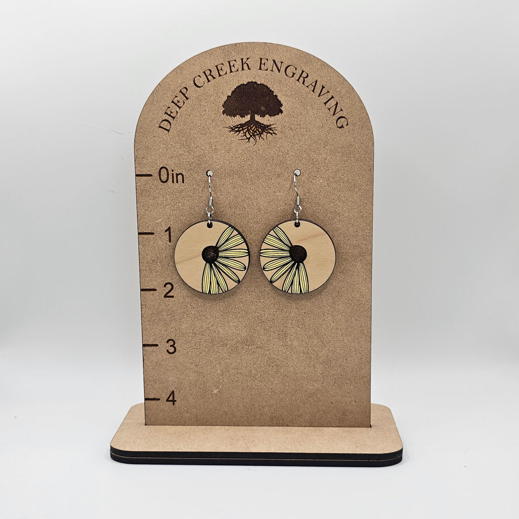 Meadow Bloom Circle Dangle Earrings | Hand-Painted | Surgical Steel - DEHPP35