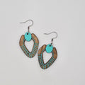 Turquoise Open Leaf Dangle Earrings | Hand-Painted | Surgical Steel - DEHPP38