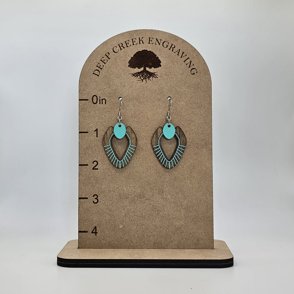 Turquoise Open Leaf Dangle Earrings | Hand-Painted | Surgical Steel - DEHPP38