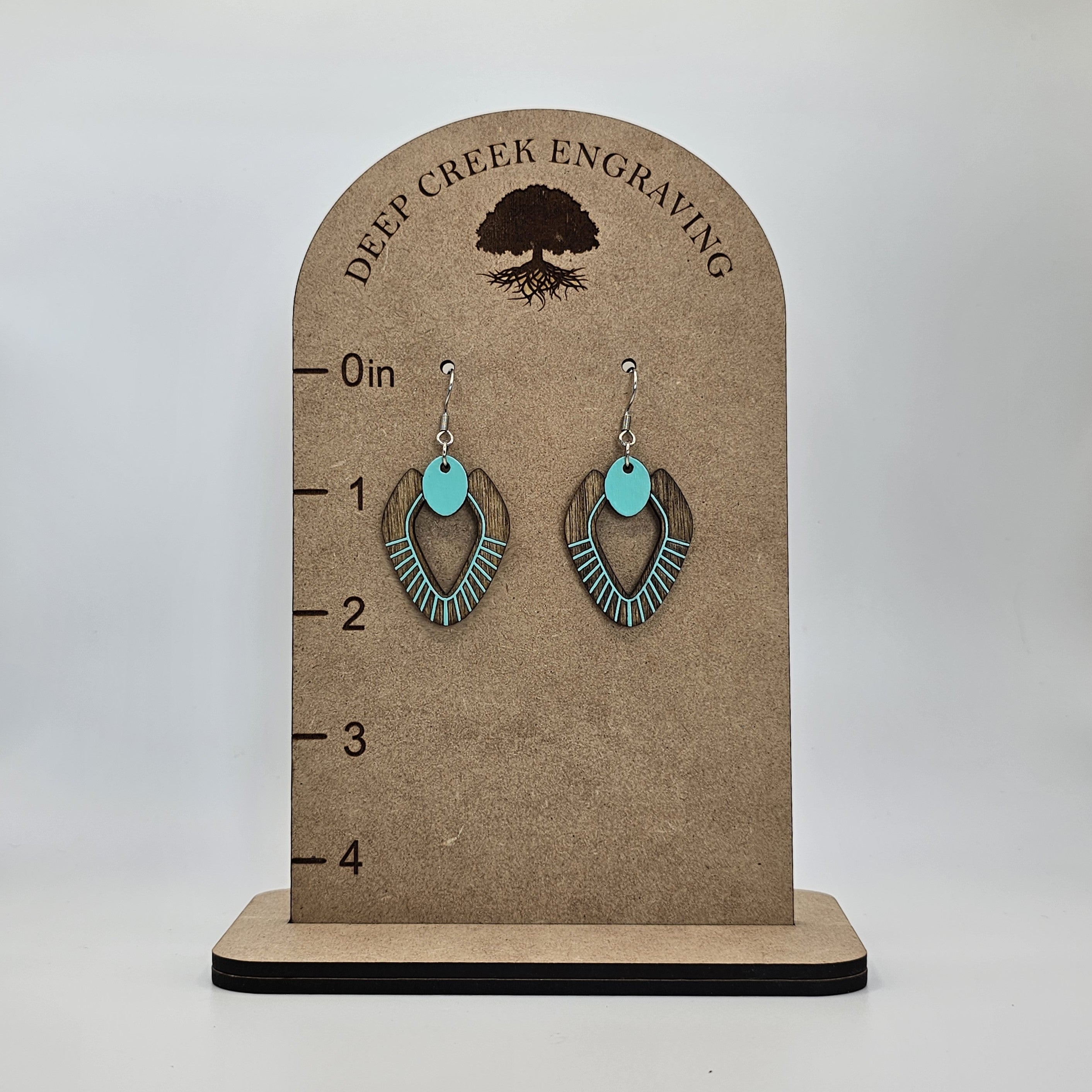 Turquoise Open Leaf Dangle Earrings | Hand-Painted | Surgical Steel - DEHPP38