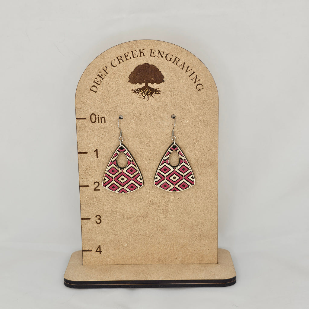 Maroon Diamond Teardrop Drop Earrings | Hand-Painted | Surgical Steel - DEHPP4-CT
