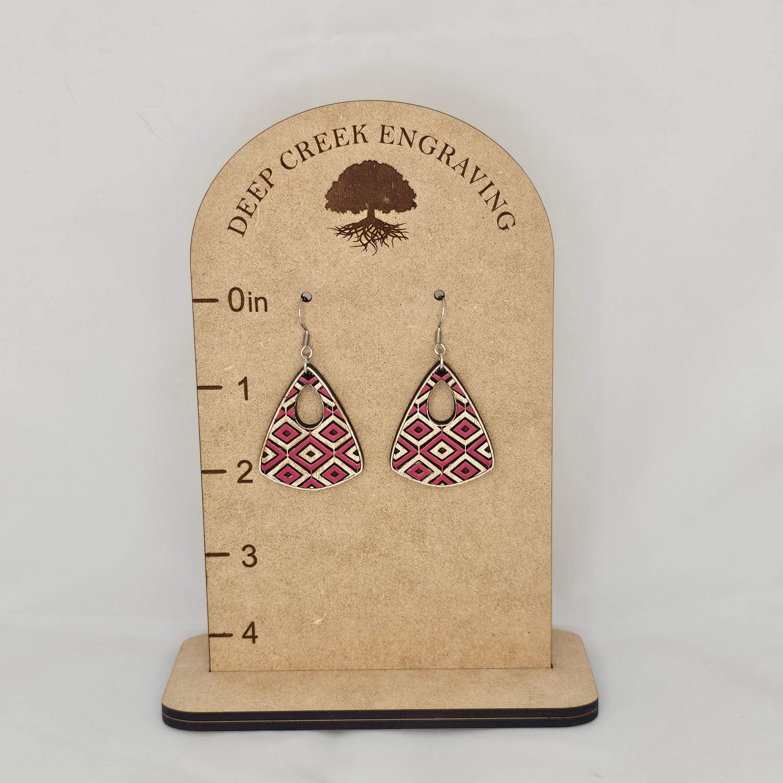 Maroon Diamond Teardrop Drop Earrings | Hand-Painted | Surgical Steel - DEHPP4-CT