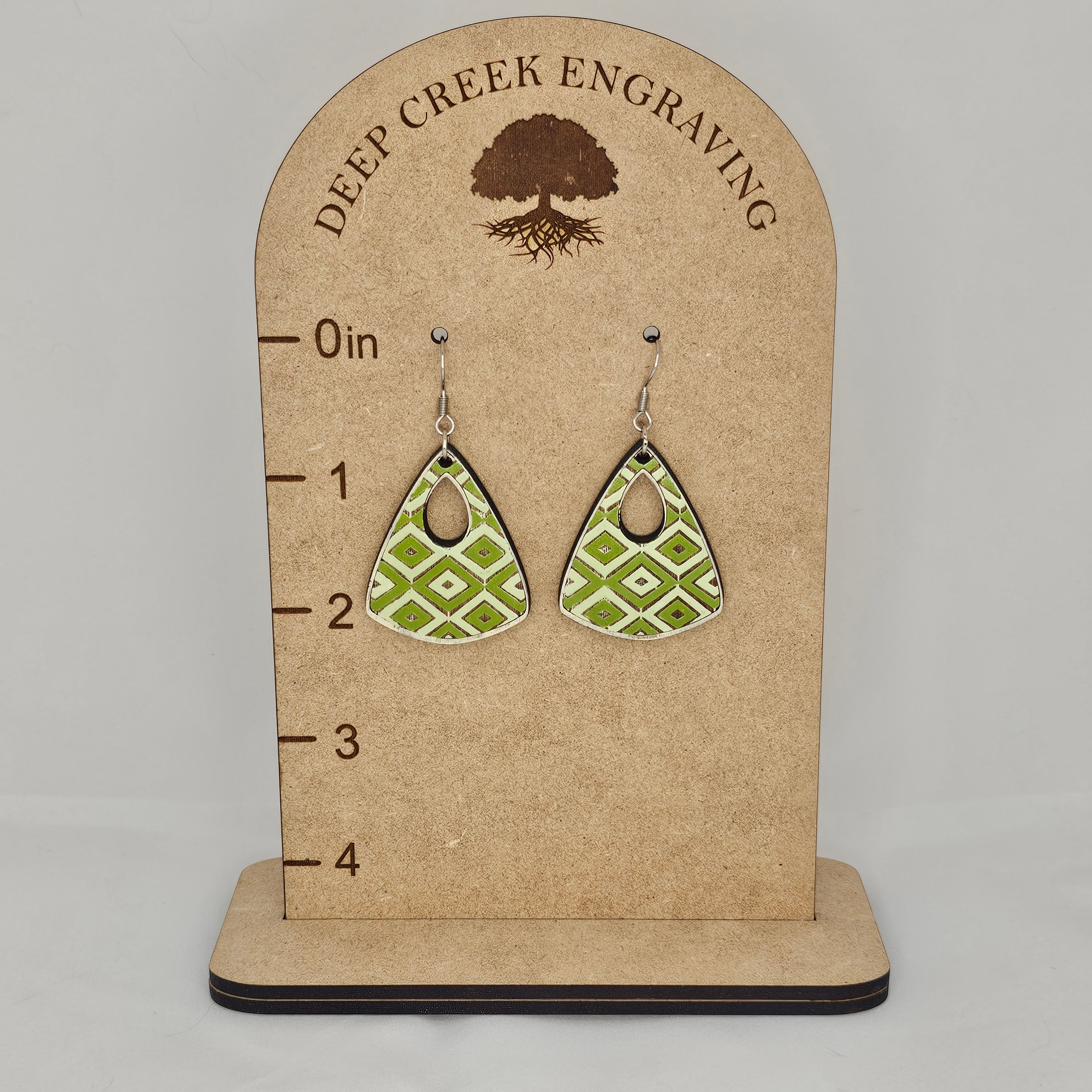 Sage Diamond Drift Drop Earrings | Hand-Painted | Surgical Steel - DEHPP4-PK