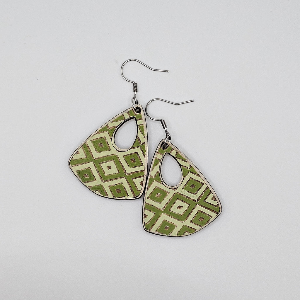 Sage Diamond Drift Drop Earrings | Hand-Painted | Surgical Steel - DEHPP4-PK