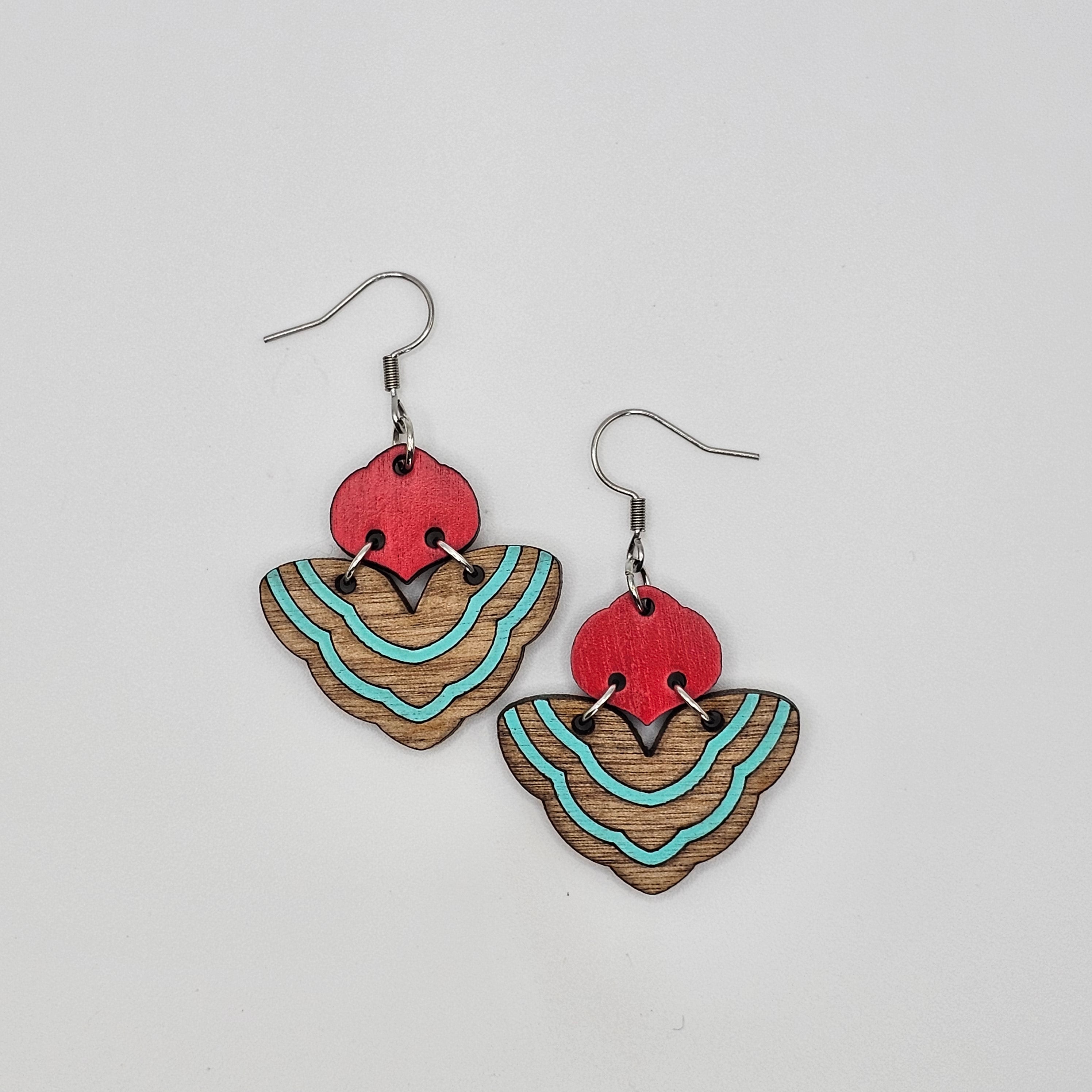 Retro Wave Fan Dangle Earrings | Hand-Painted | Surgical Steel - DEHPP40