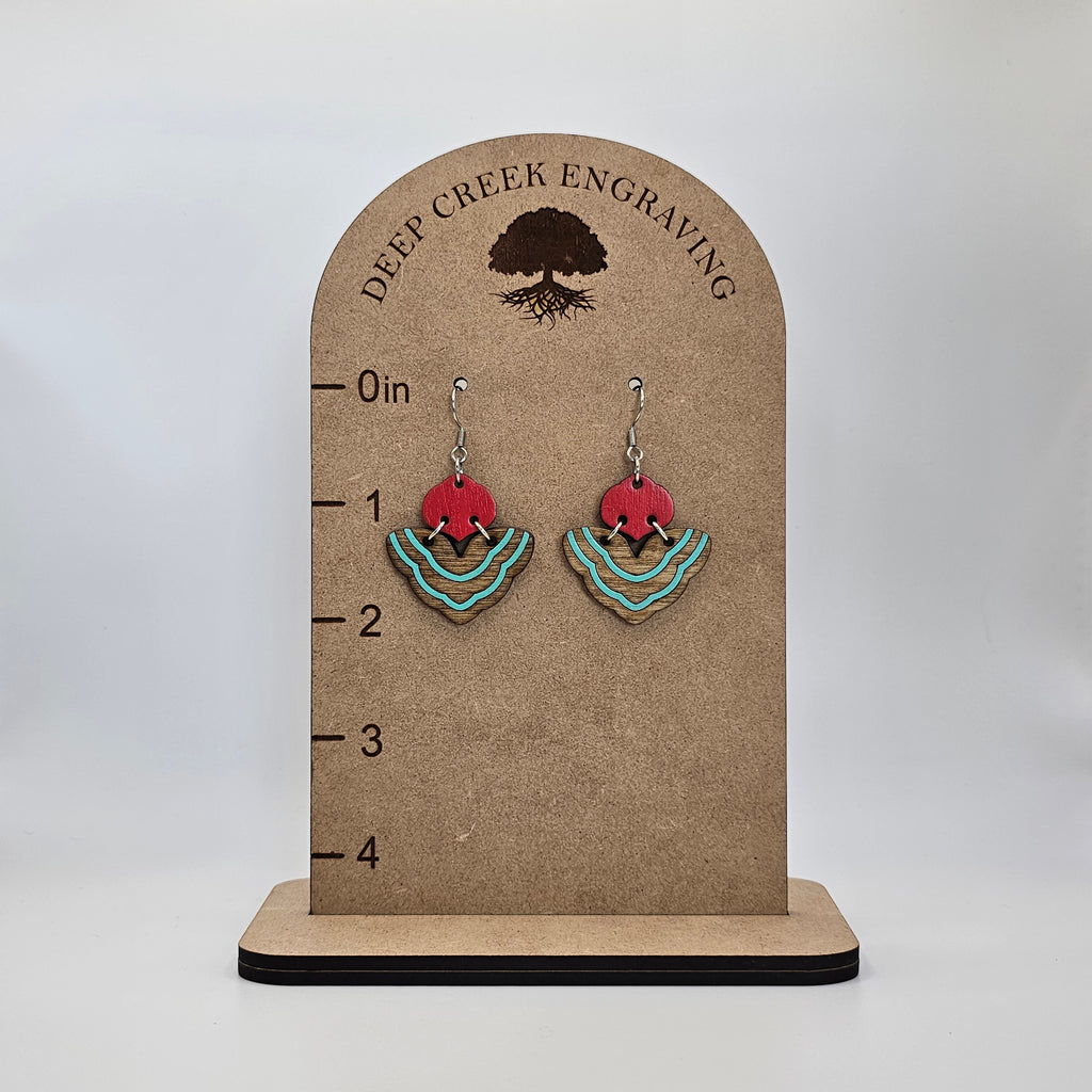 Retro Wave Fan Dangle Earrings | Hand-Painted | Surgical Steel - DEHPP40