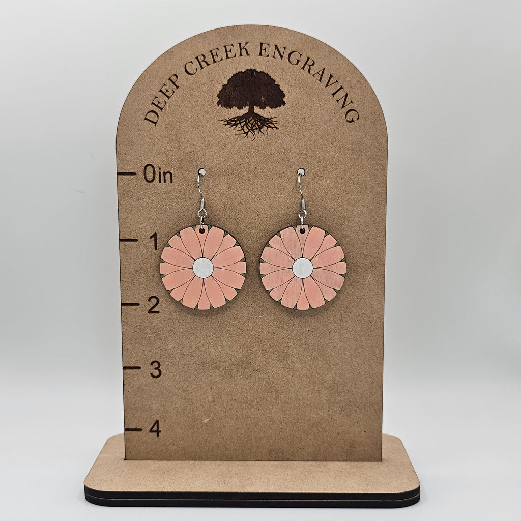 Blush Bloom Dangle Earrings | Hand-Painted Wood | Surgical Steel - DEHPP44