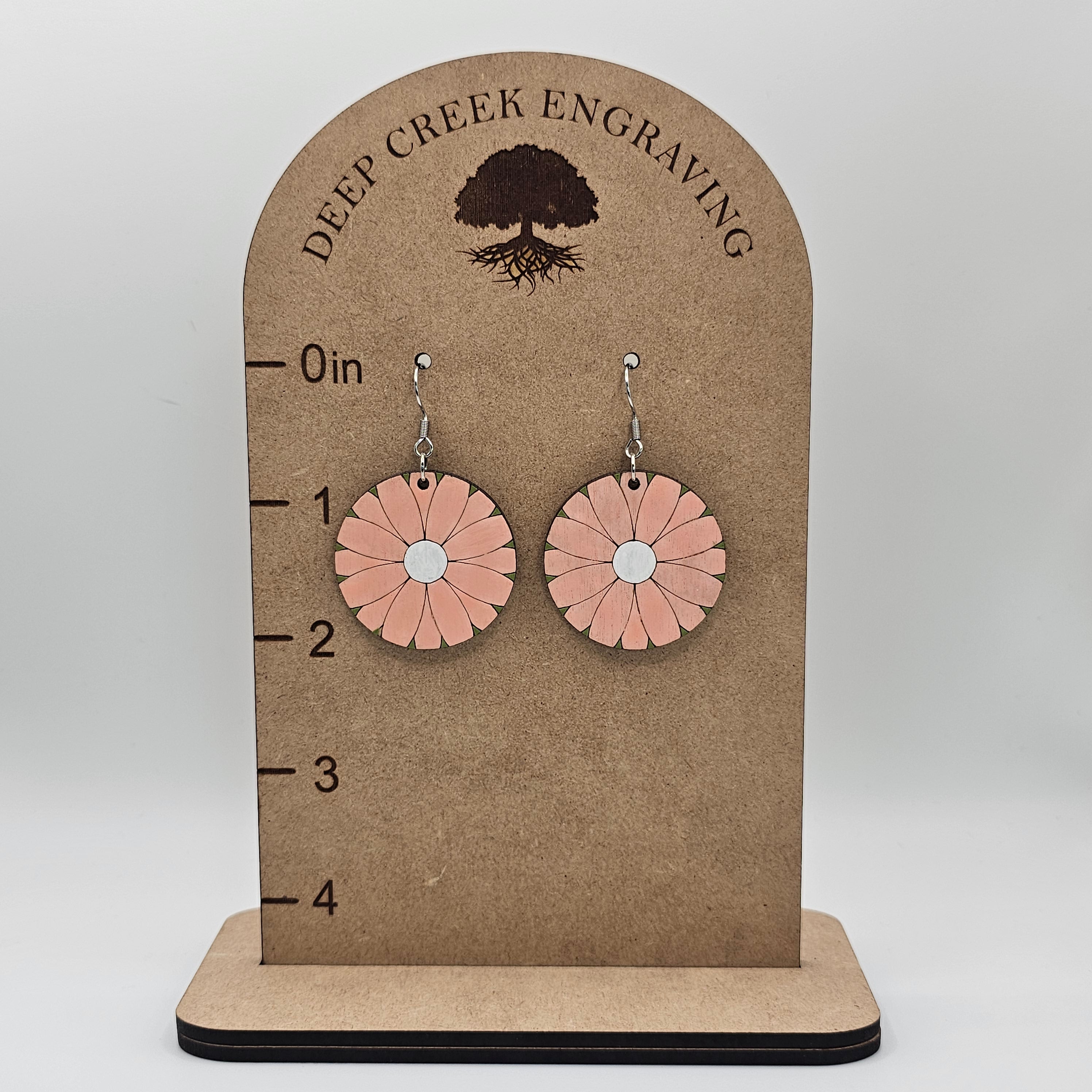 Blush Bloom Dangle Earrings | Hand-Painted Wood | Surgical Steel - DEHPP44