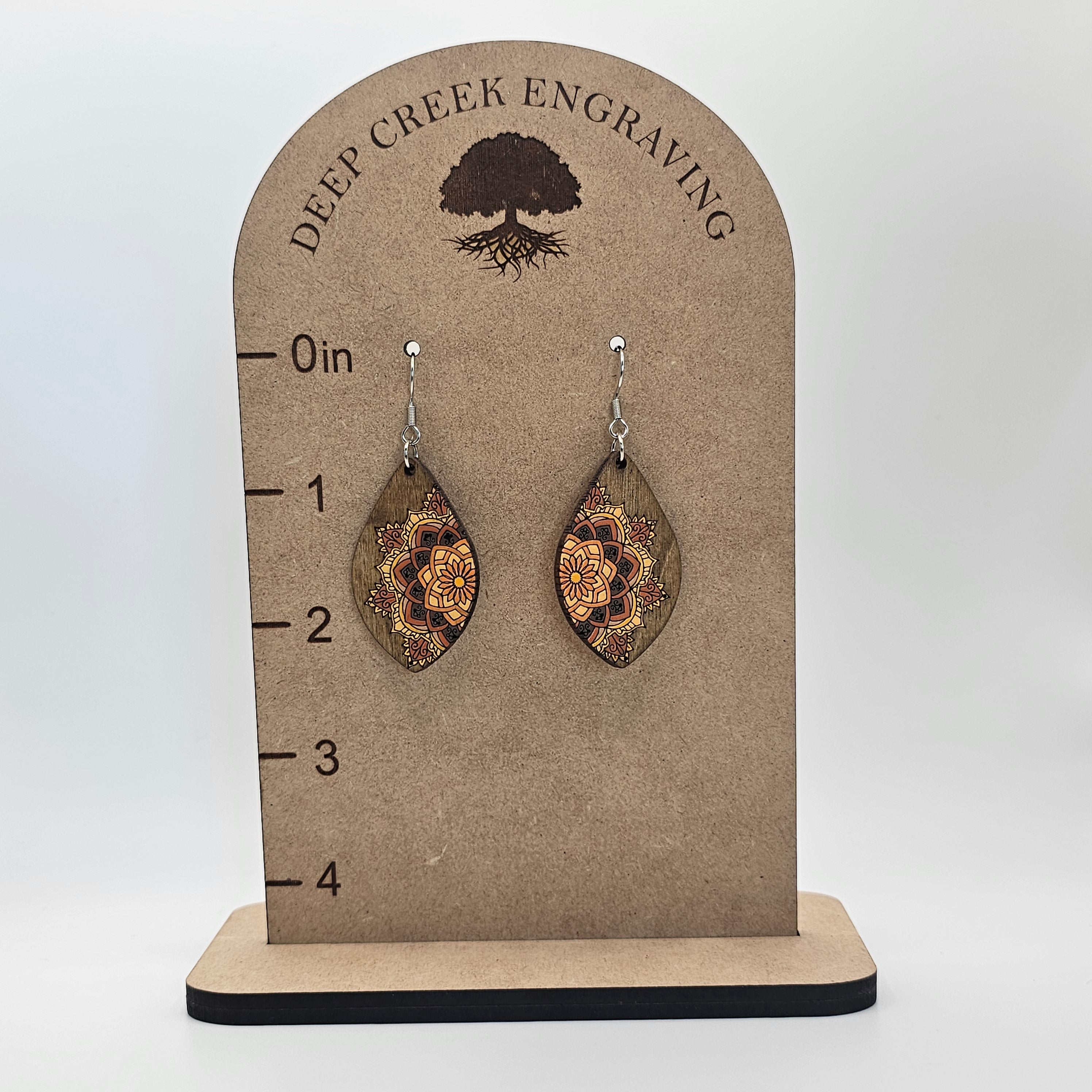 Golden Mandala Dangle Earrings | Hand-Painted | Surgical Steel - DEHPP45