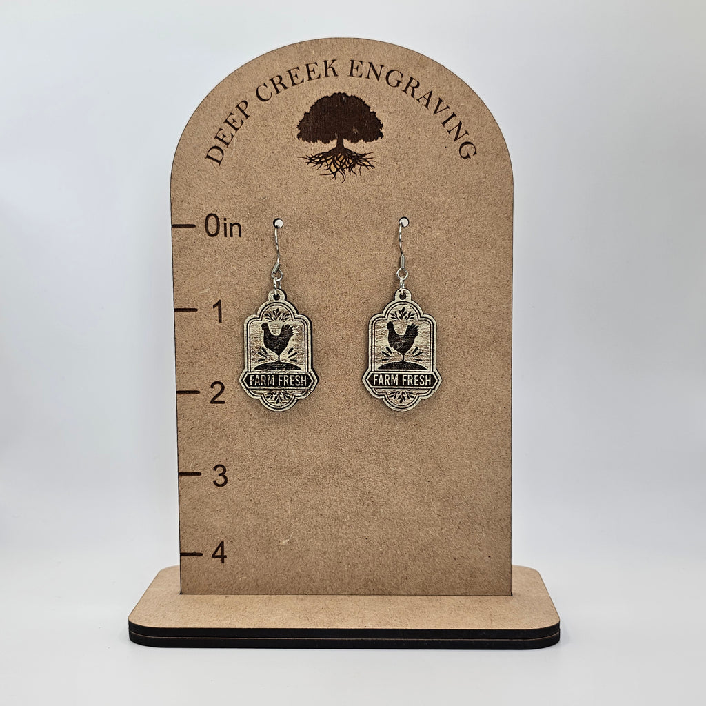 Farm Fresh Eggs Dangle Earrings | Laser Engraved | Surgical Steel - DEHPP5