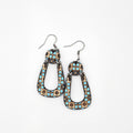 Denim Mosaic Hoop Dangle Earrings | Hand-Painted | Surgical Steel - DEHPP52-B
