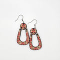 Coral Mosaic Hoop Dangle Earrings | Hand-Painted | Surgical Steel - DEHPP52-P