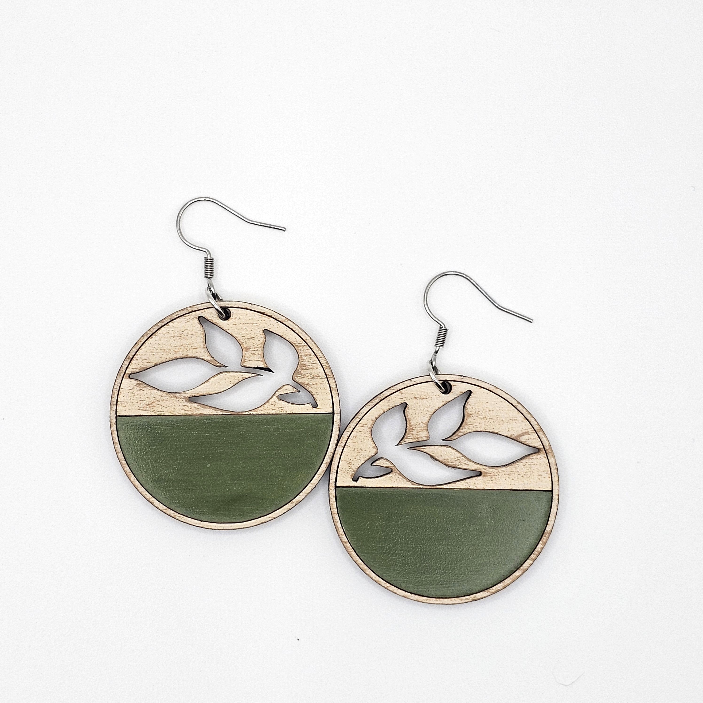 Meadow Leaf Cutout Dangle Earrings | Hand-Painted | Surgical Steel - DEHPP54
