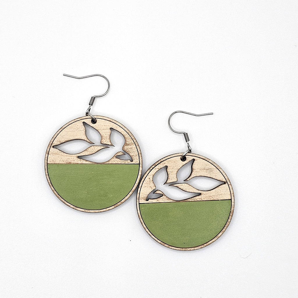 Meadow Leaf Cutout Dangle Earrings | Hand-Painted | Surgical Steel - DEHPP54