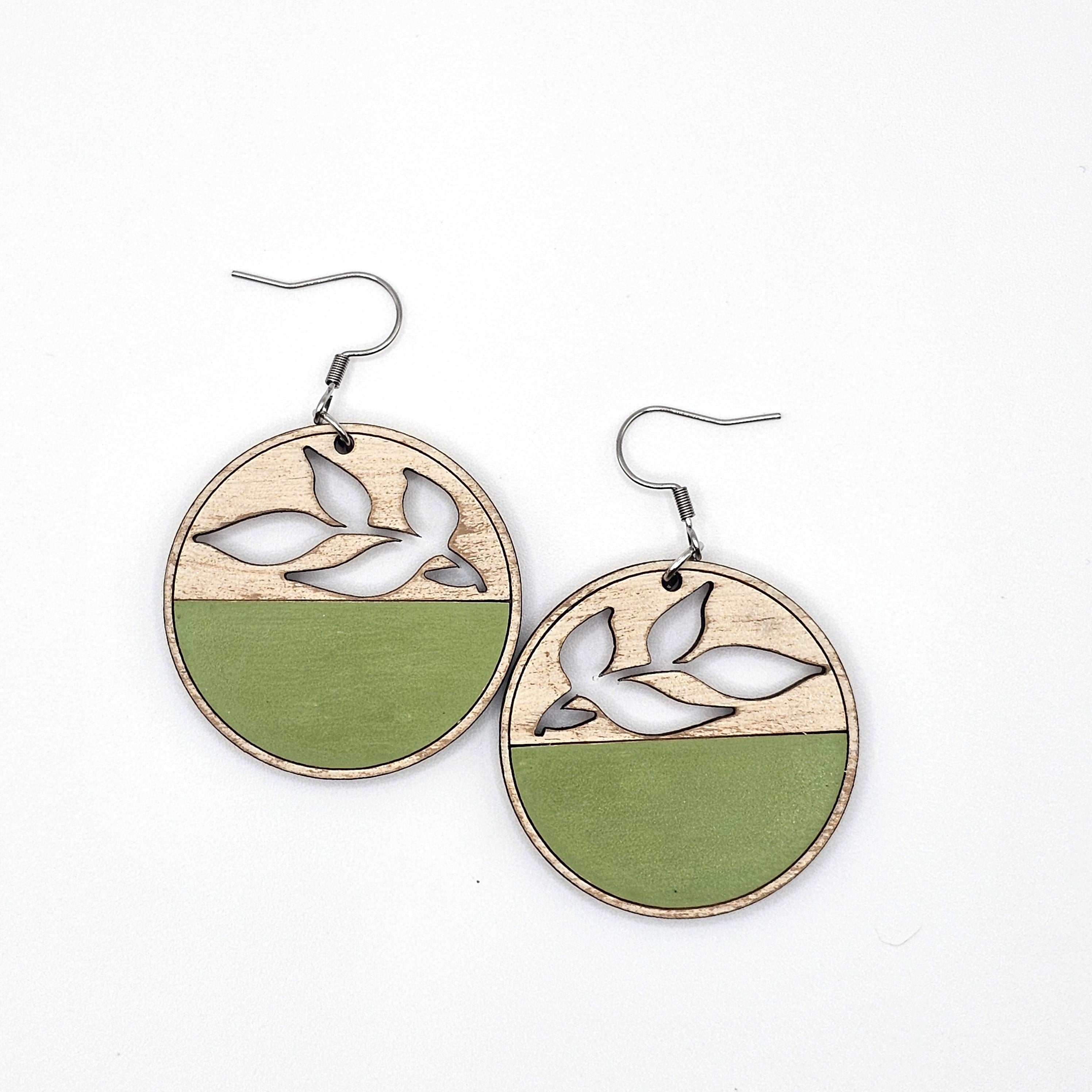 Meadow Leaf Cutout Dangle Earrings | Hand-Painted | Surgical Steel - DEHPP54