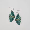 Turquoise Folk Moth Dangle Earrings | Hand-Painted | Surgical Steel - DEHPP59