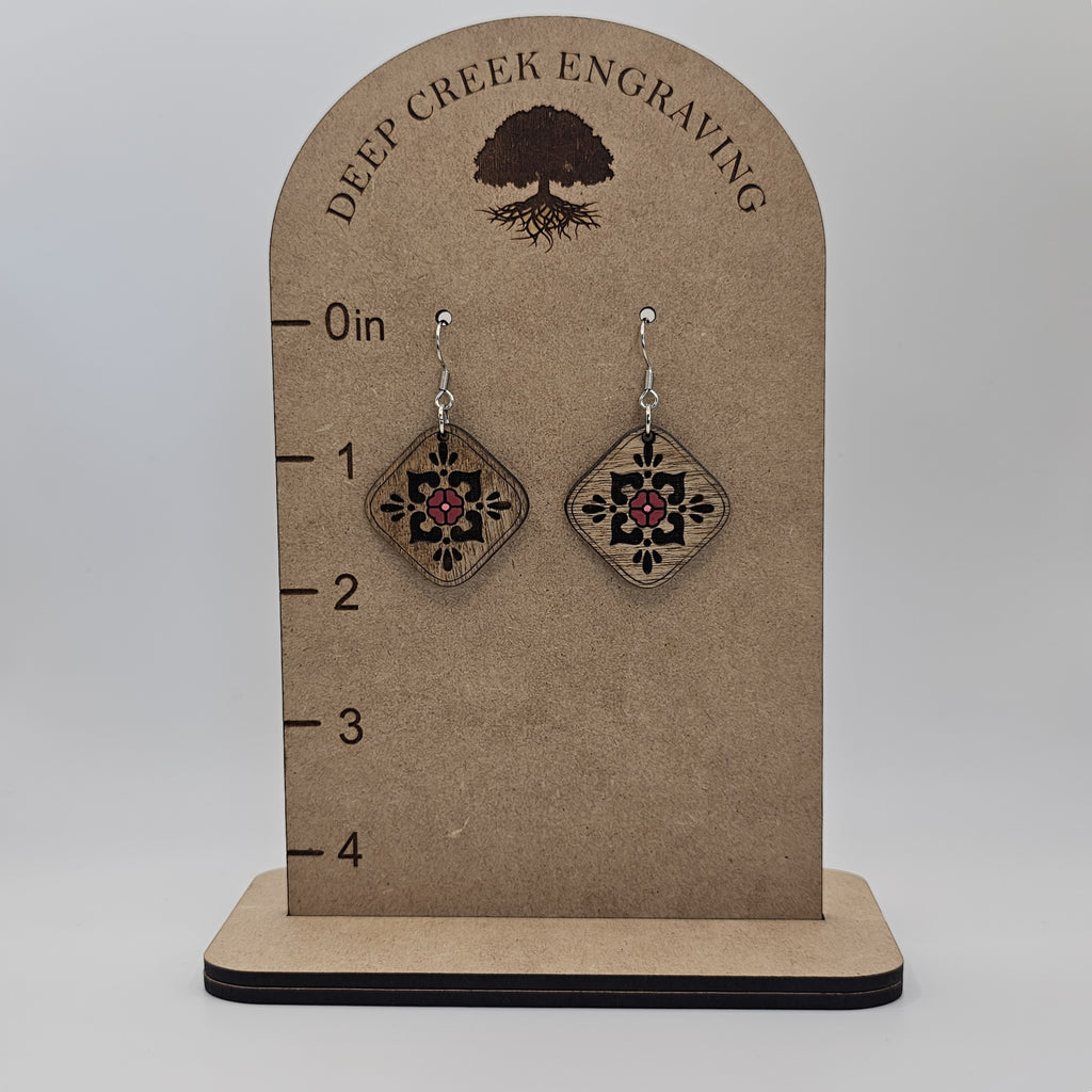Wildflower Mosaic Dangle Earrings | Hand-Painted | Surgical Steel - DEHPP67