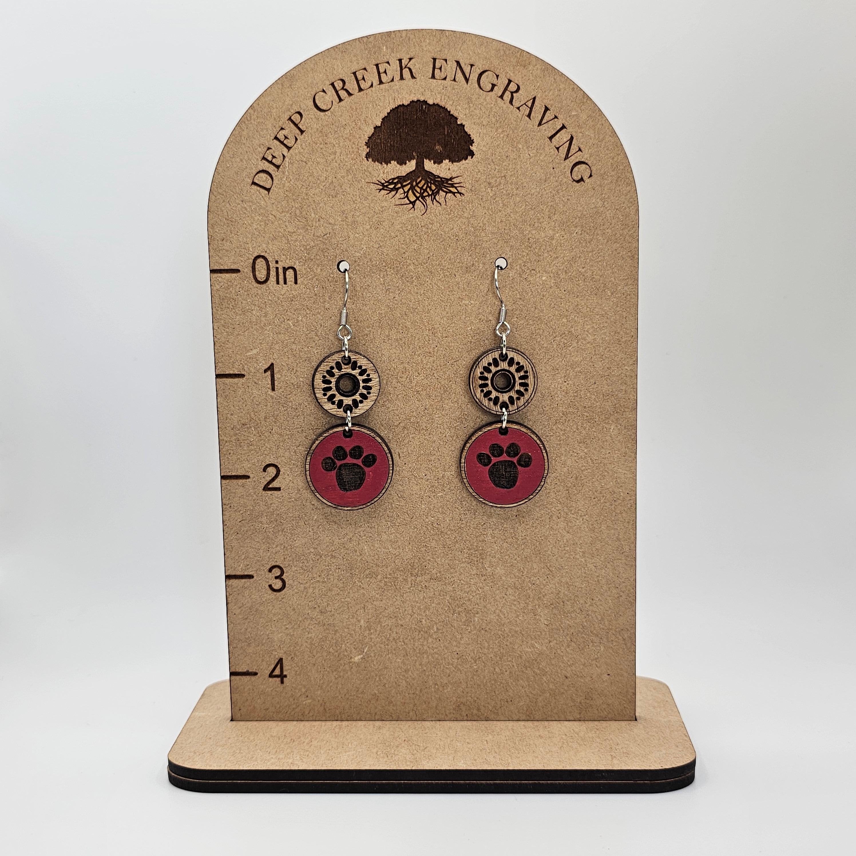 Paw Print Dangle Earrings | Hand-Painted | Surgical Steel - DEHPP69