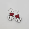Baseball Heart Dangle Earrings | Hand-Painted | Surgical Steel - DEHPP74