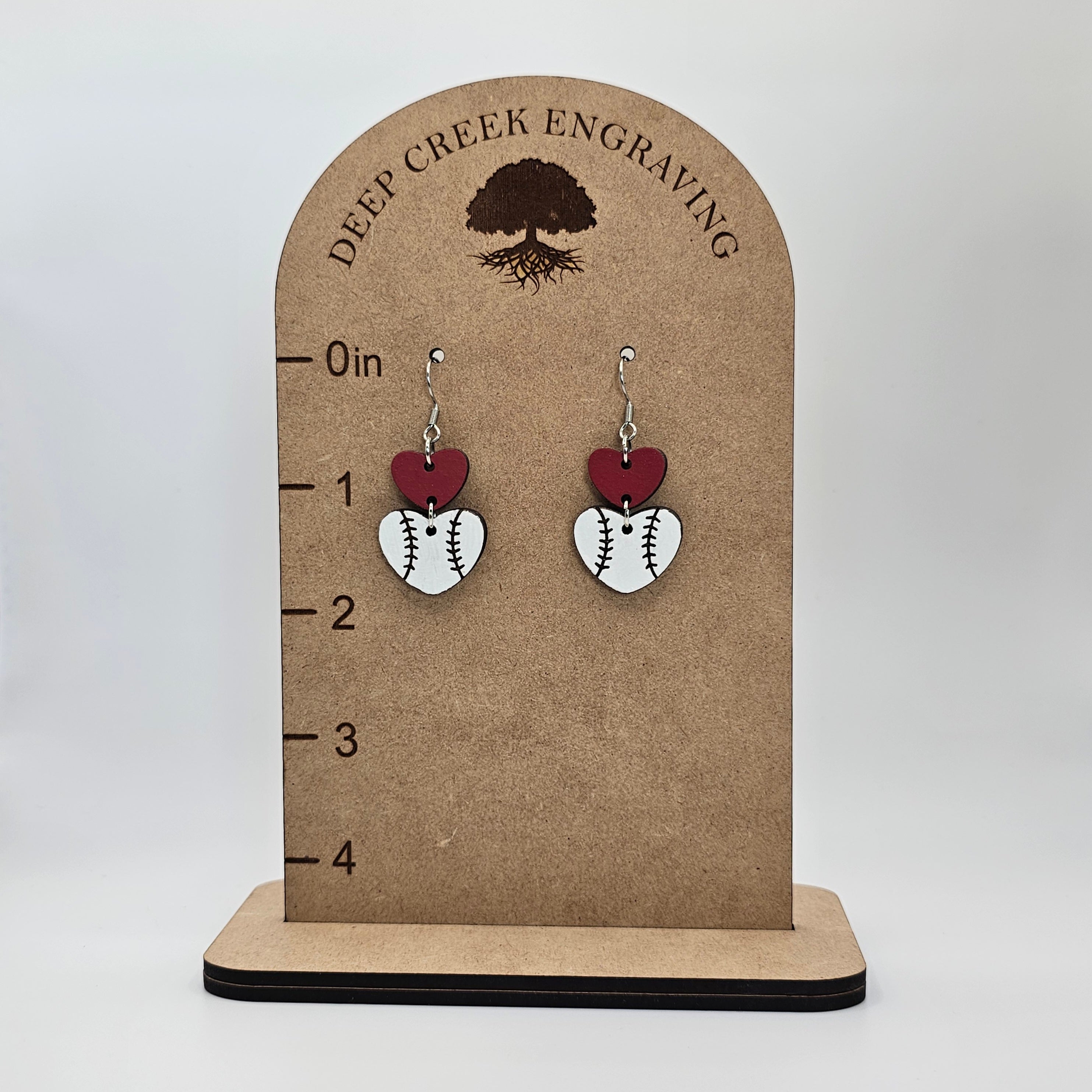 Baseball Heart Dangle Earrings | Hand-Painted | Surgical Steel - DEHPP74