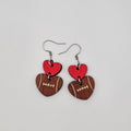 Football Heart Dangle Earrings | Hand-Painted | Surgical Steel - DEHPP75