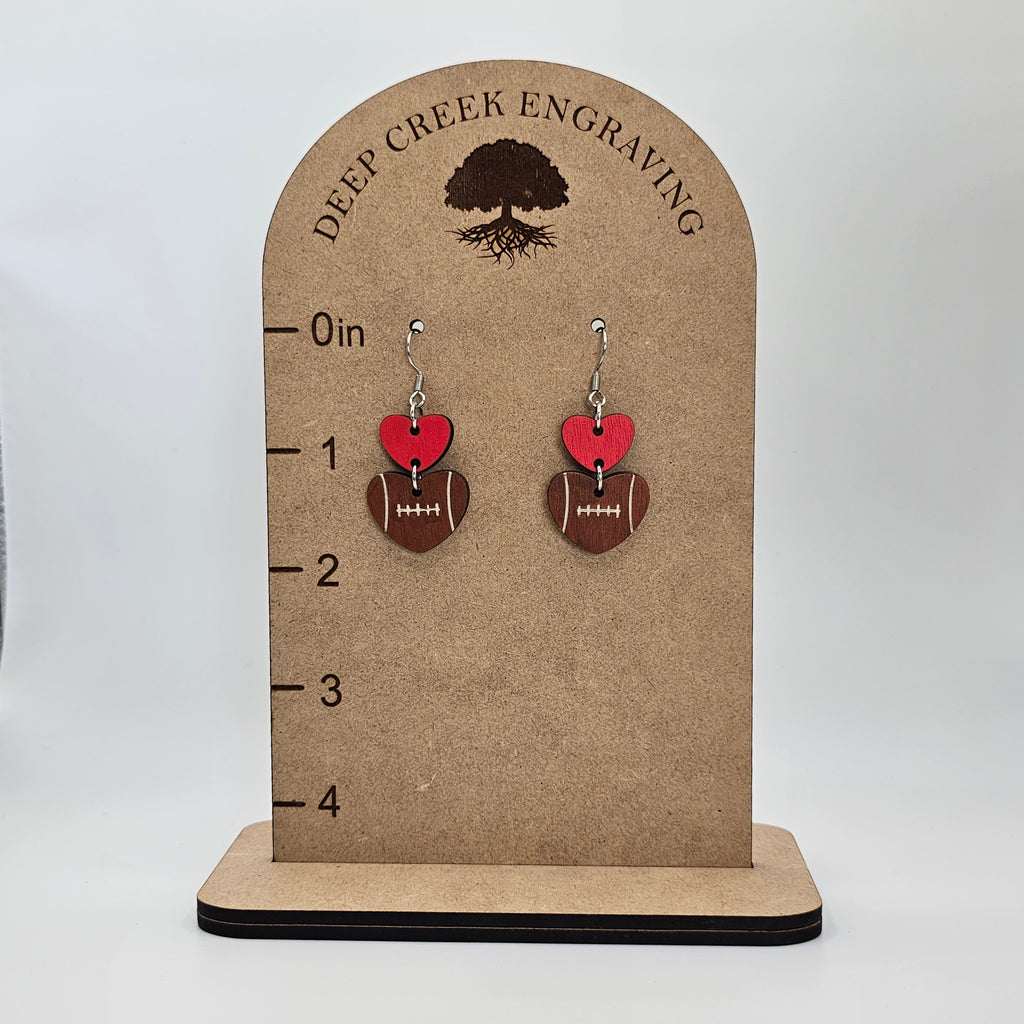 Football Heart Dangle Earrings | Hand-Painted | Surgical Steel - DEHPP75