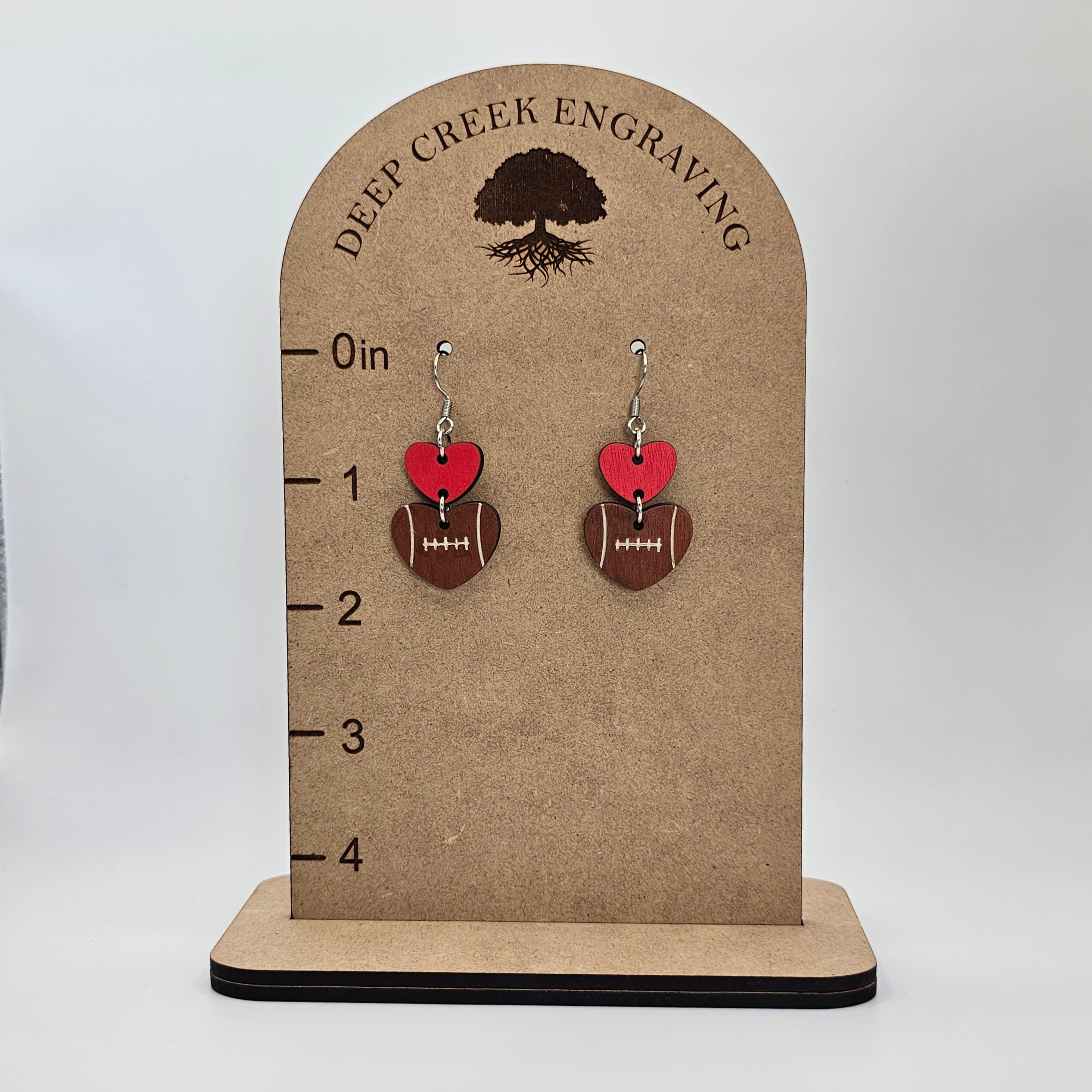 Football Heart Dangle Earrings | Hand-Painted | Surgical Steel - DEHPP75
